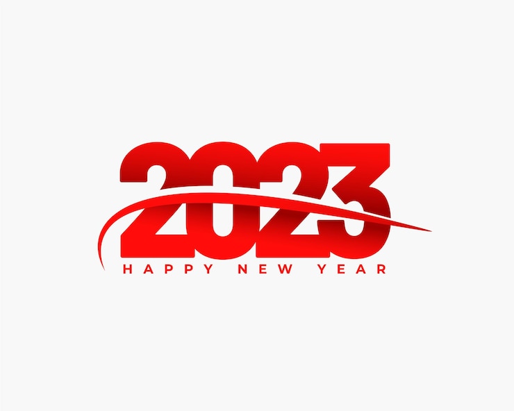 Gratis Vector gelukkig nieuwjaar groetbanner met 2023 teksteffect ontwerp vectorillustratie