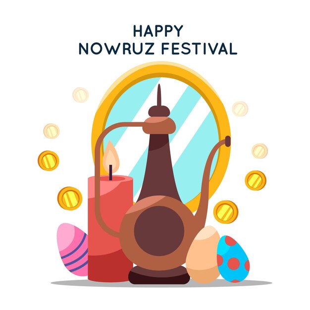 Gelukkig Nowruz evenement plat ontwerp