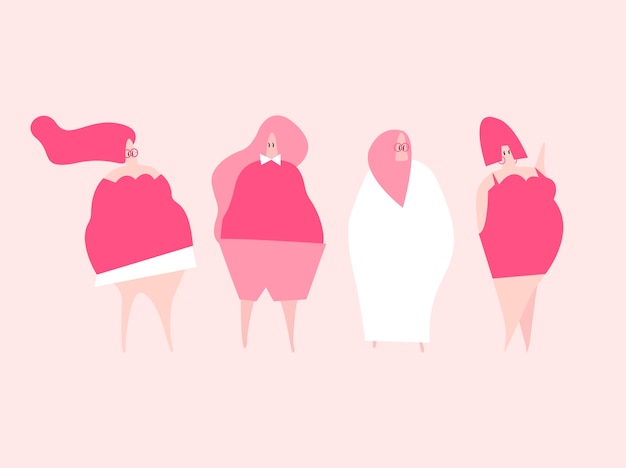 Gelukkig plus size vrouwen vector