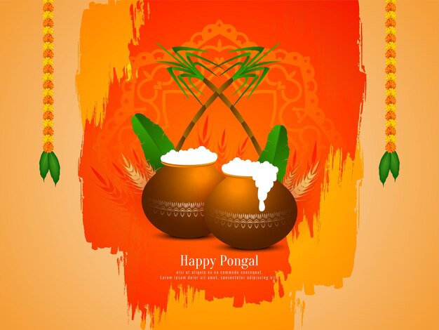 Gelukkig Pongal landbouw festival groet achtergrond ontwerp vector