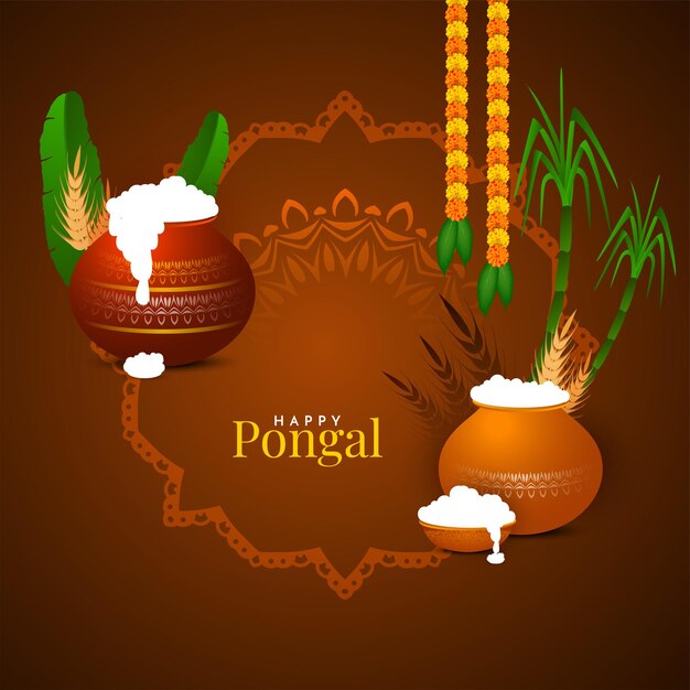 Gelukkig Pongal oogstfeest bruine kleur achtergrond ontwerp vector