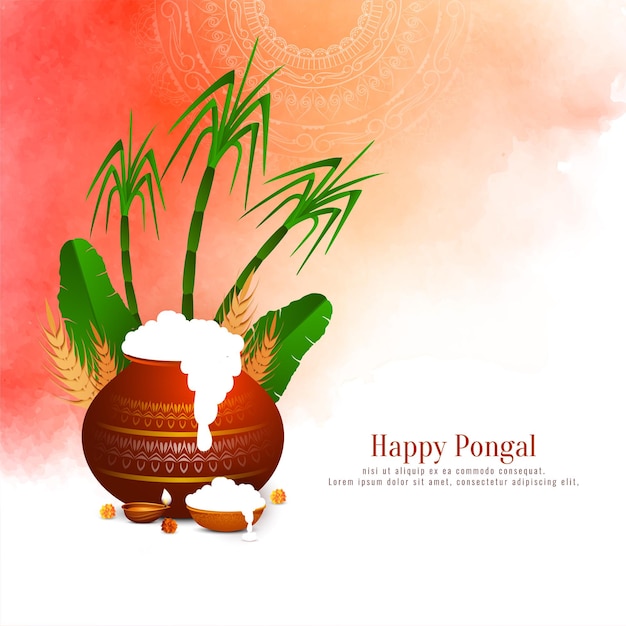 Gratis vector gelukkig pongal traditionele oogstfeest achtergrond ontwerp vector