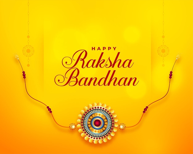 Gelukkig raksha bandhan geel wenskaartontwerp