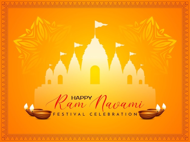 Gelukkig Ram Navami festival mooie gele achtergrond vector