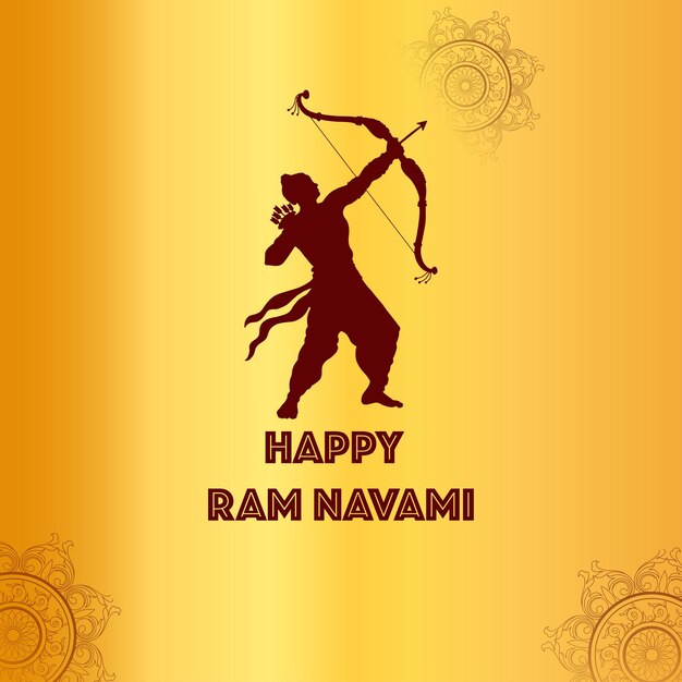 Gelukkig Ram Navami Groeten Gouden Bruine Achtergrond Indisch Hindoeïsme Festival Social Media Banner Gratis Vector