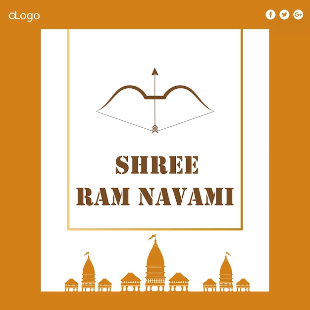 Gelukkig ram navami groeten oranje witte achtergrond indisch hindoeïsme festival social media banner gratis vector