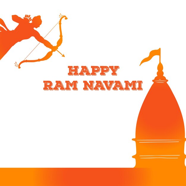 Gelukkig Ram Navami Groeten Rood Oranje Achtergrond Indisch Hindoeïsme Festival Social Media Banner Gratis Vector