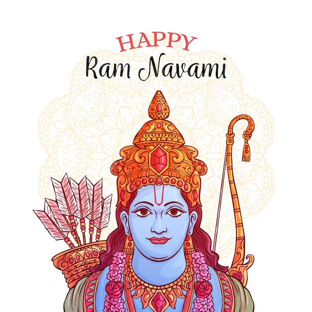 Gelukkig ram navami hand getrokken