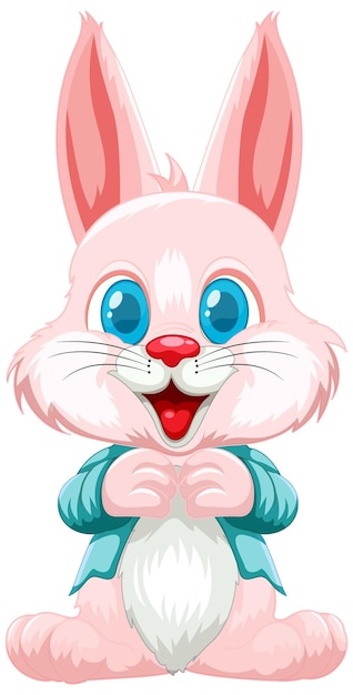 Gratis vector gelukkig roze konijntje met blauwe strik