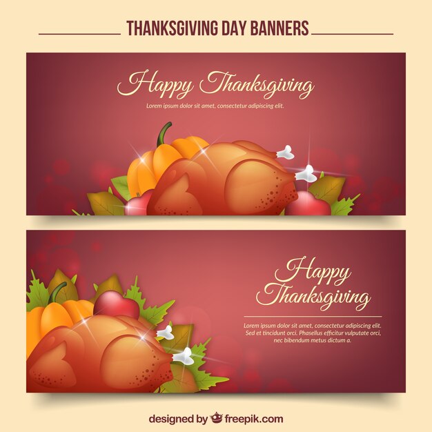 Gelukkig thanksgiving day met realistische banners