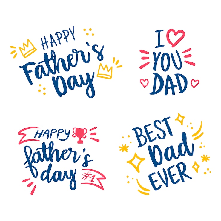 Gratis Vector gelukkig vaders dag hand getrokken belettering set