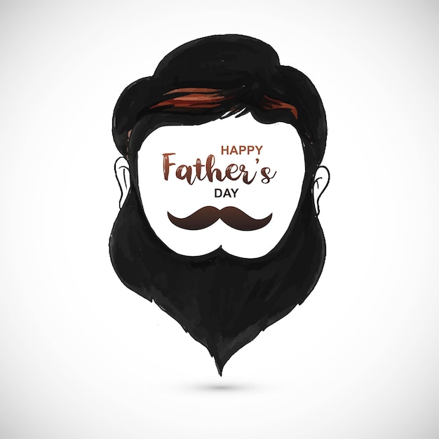 Gratis vector gelukkig vaders dag man gezicht silhouet met baard snor ontwerp