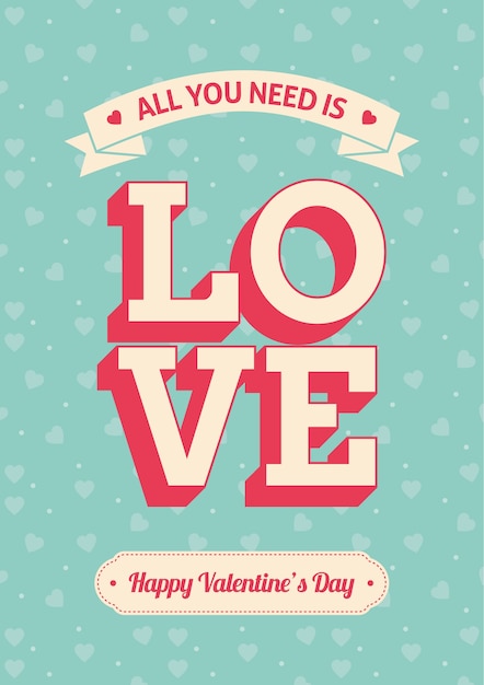 Gelukkig valentijnsdag kaart met liefde