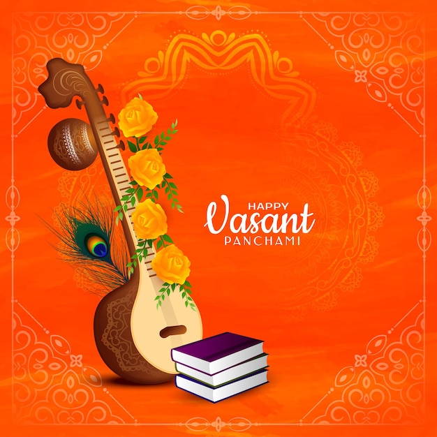 Gratis vector gelukkig vasant panchami-festival van wijsheid en kunstvieringsachtergrond