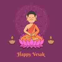 Gratis vector gelukkig vesak tekenen