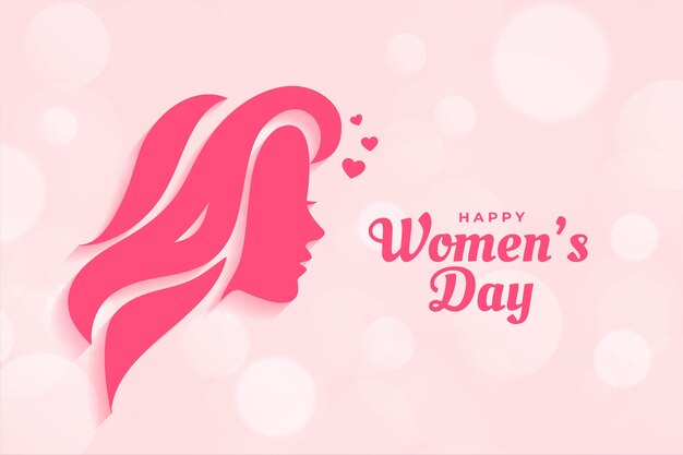 Gelukkig vrouwendag posterontwerp met vrouwengezicht