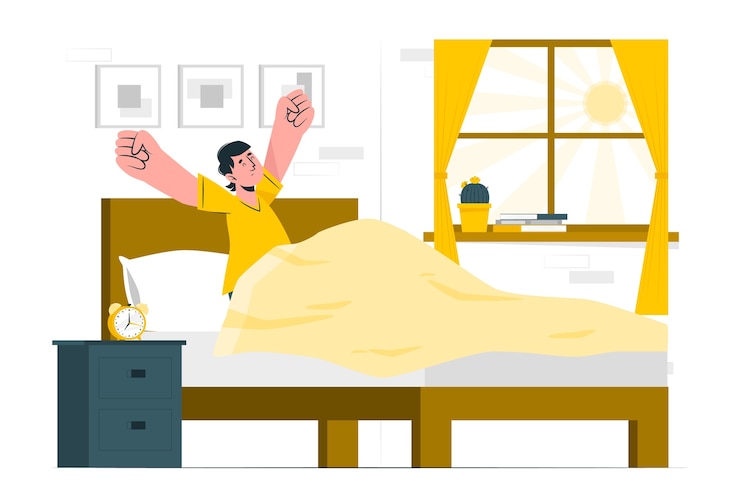 Gratis Vector gelukkig wakker worden concept illustratie