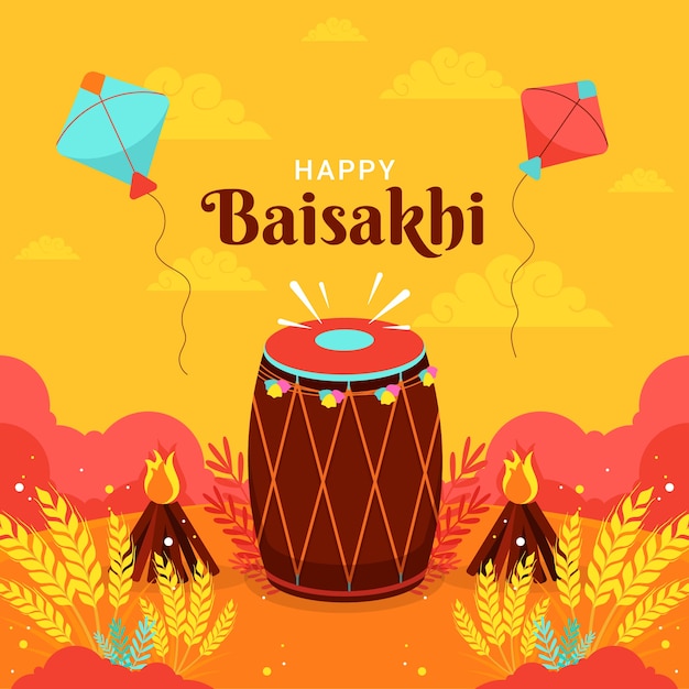 Gelukkige baisakhi in plat ontwerp