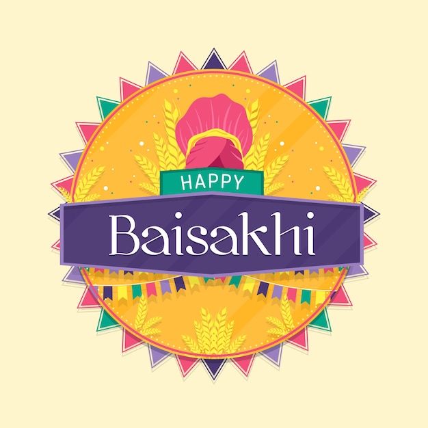 Gelukkige baisakhi in plat ontwerp