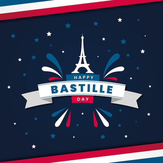 Gratis vector gelukkige bastille dag met sterren