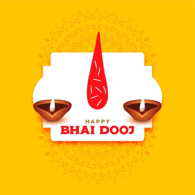 Gelukkige bhai dooj-groet met tilak en diya-achtergrond