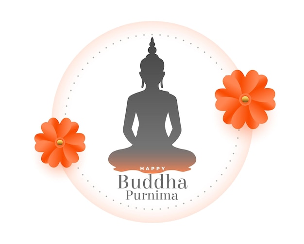 Gratis vector gelukkige buddha purnima religieuze achtergrond met bloemenontwerp