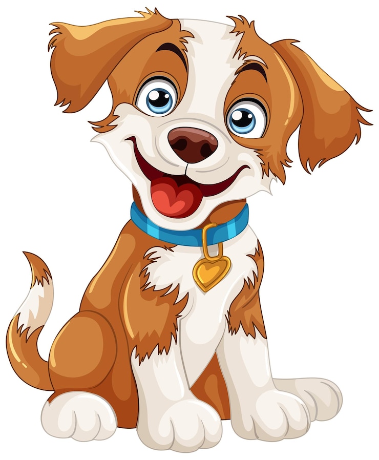 Gratis Vector gelukkige cartoon puppy met halsband