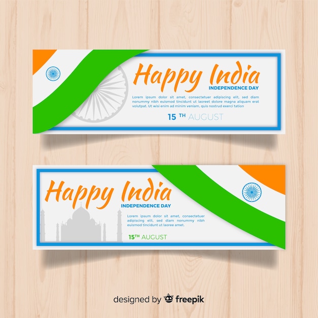 Gelukkige dag van de onafhankelijkheid van india banners