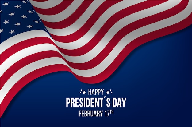 Gratis vector gelukkige dag van de president met realistische vlag