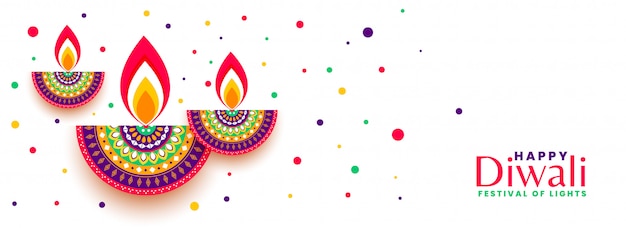 Gratis vector gelukkige de vierings kleurrijke banner van het diwalifestival