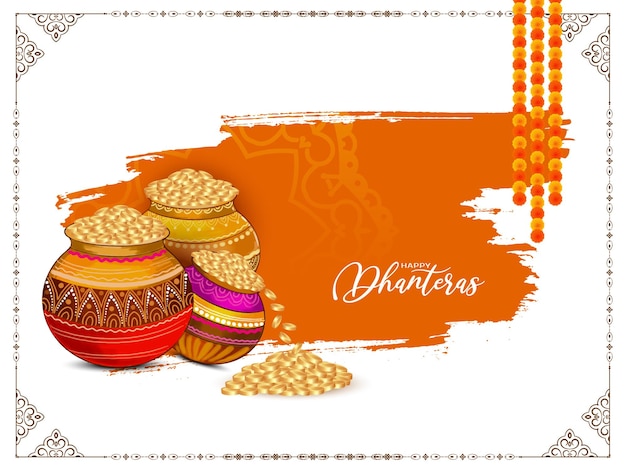 Gratis vector gelukkige dhanteras gunstige indiase festival elegante achtergrond vector