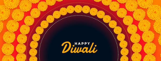 Gelukkige diwali bloem decoratieve banner in indiase stijl