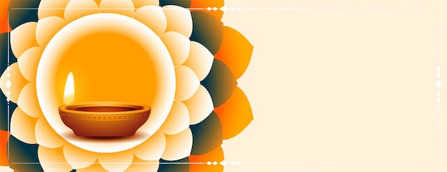 Gelukkige diwali diya en bloemdecoratiebanner