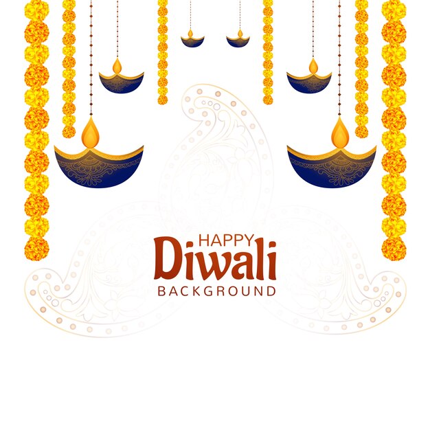 Gelukkige diwali diya hindoe feest van lichten kaart achtergrond