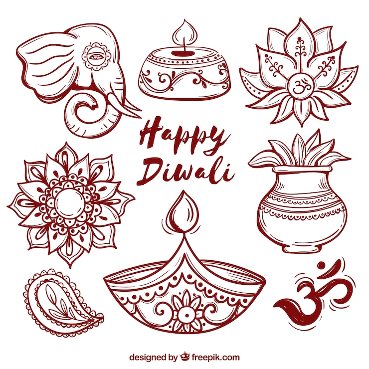 Gratis Vector gelukkige diwali elementen