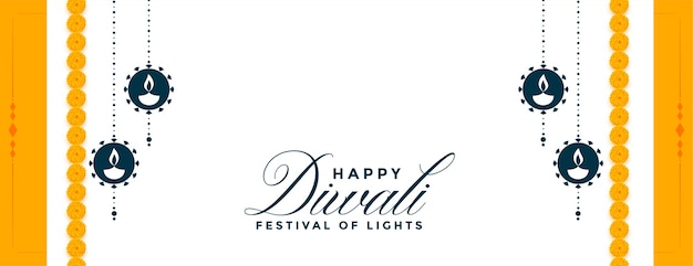 Gratis vector gelukkige diwali hindoe-banner met bloem en diya