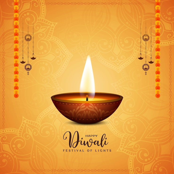 Gratis Vector gelukkige diwali indiase hindoeïstische culturele festival achtergrond met diya
