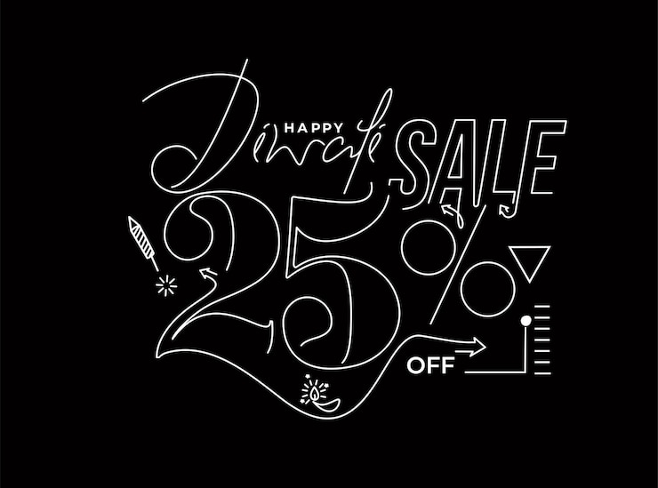 Gratis Vector gelukkige diwali met 25 korting op tekstontwerp abstracte vectorillustratie
