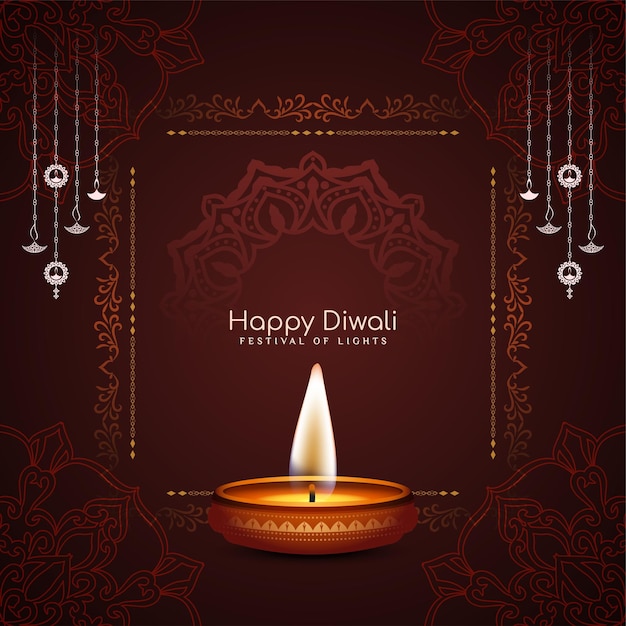 Gratis vector gelukkige diwali traditionele festival artistieke achtergrond met diya