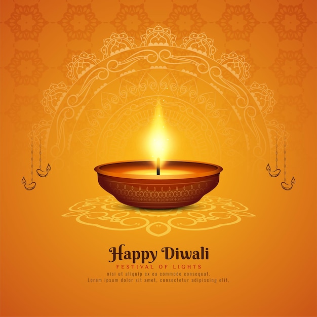 Gelukkige diwali traditionele festival viering achtergrond met diya vector