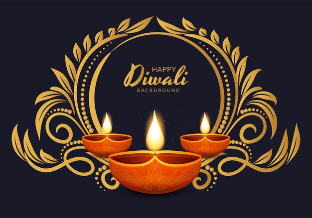 Gelukkige diwali traditionele indische diya olielamp viering achtergrond