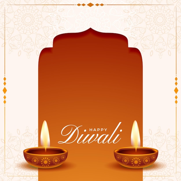 Gratis vector gelukkige diwali-vakantieachtergrond met diya-olielamp