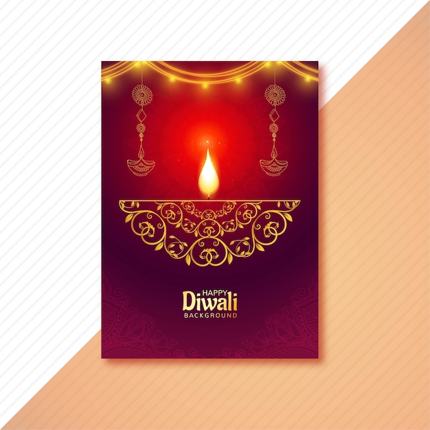 Gelukkige diwali-wenskaart met decoratieve olielamp