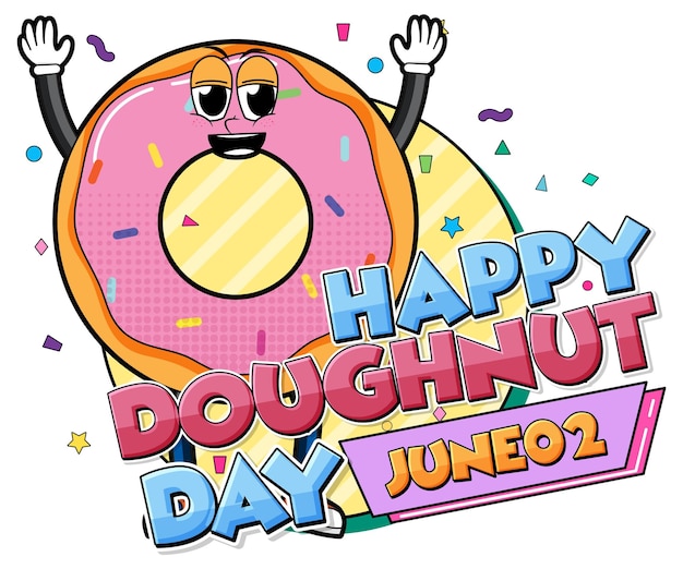 Gratis vector gelukkige donutdag in juni-logo