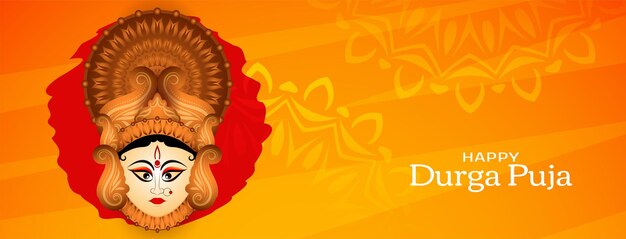 Gelukkige Durga puja en navratri festival viering groet banner vector