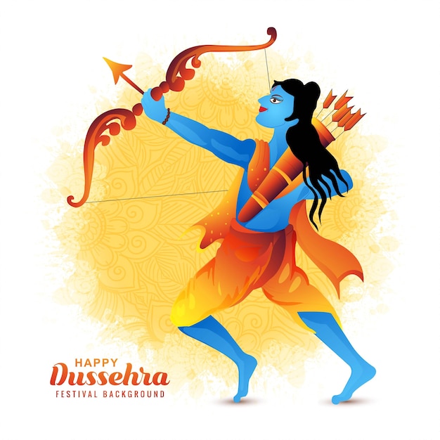 Gratis vector gelukkige dussehra festival illustratie vakantie kaart achtergrond