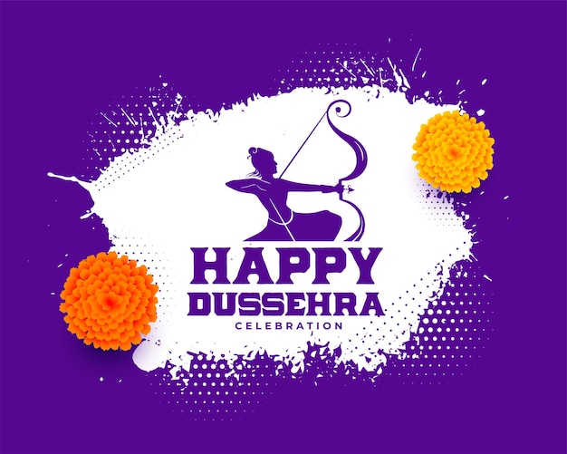 Gelukkige dussehra-gebeurteniskaart met lord rama-silhouet