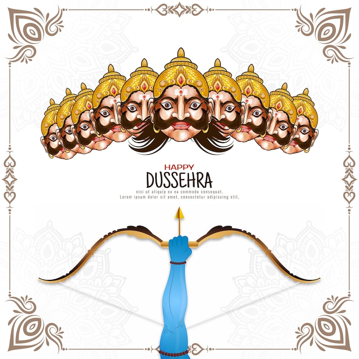 Gratis Vector gelukkige dussehra religieuze indiase traditionele festival groeten kaart