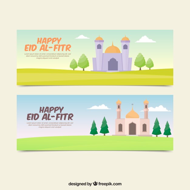 Gelukkige eid al fitr banners