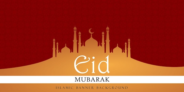 Gelukkige eid-groeten rode beige achtergrond islamitische sociale media banner gratis vector